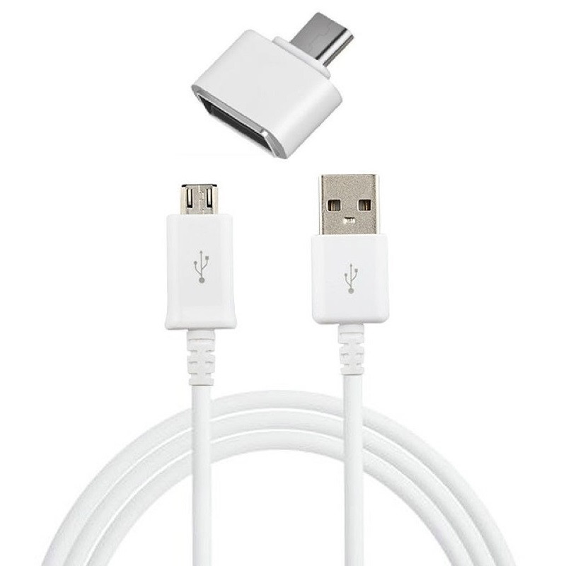 کابل تبدیل USB به microUSB مدل ECB _ DU4EWE طول 1.5 متر به همراه مبدل OTG