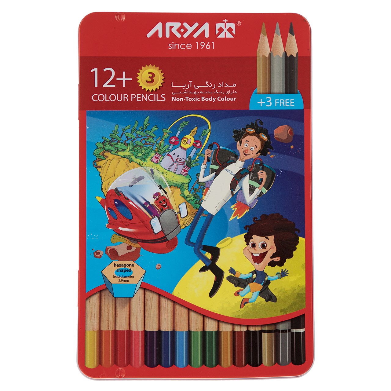 نکته خرید - قیمت روز مداد رنگی 12 + 3 رنگ آریا مدل 3021 خرید
