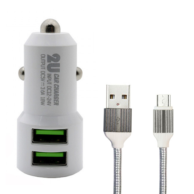 شارژر فندکی الدینیو مدل C309 به همراه کابل تبدیل microUSB