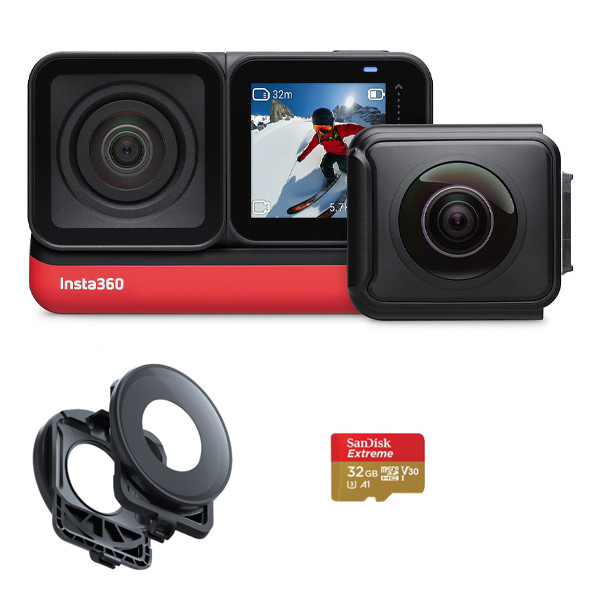 دوربین فیلم برداری ورزشی اینستا 360 مدل ONE R TWIN EDITION به همراه کارت حافظه و محافظ لنز