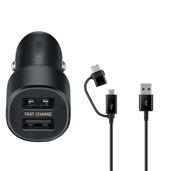 شارژر فندکی سامسونگ مدل EP-L1100WBEGWW به همراه کابل تبدیل USB-C/microUSB