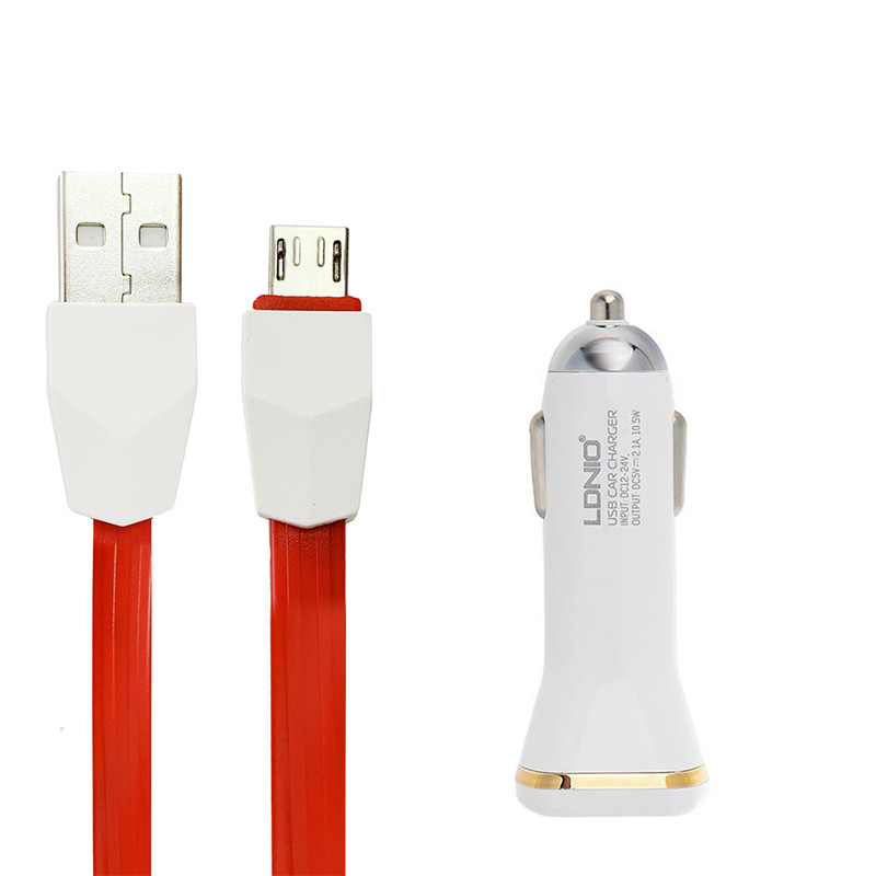 شارژر فندکی الدینیو مدل DL-219 به همراه کابل تبدیل microUSB