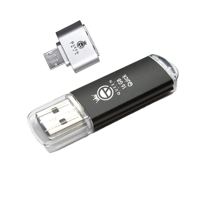 فلش مموری کوئین تک مدل QUICK ظرفیت 16 گیگابایت به همراه مبدل OTG MicroUSB
