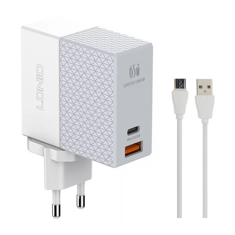 شارژر دیواری الدینیو مدل A2620C به همراه کابل تبدیل MicroUSB