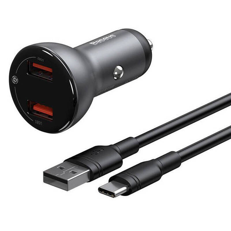 شارژر فندکی باسئوس مدل Dual Quick Charger 45W به همراه کابل USB-C