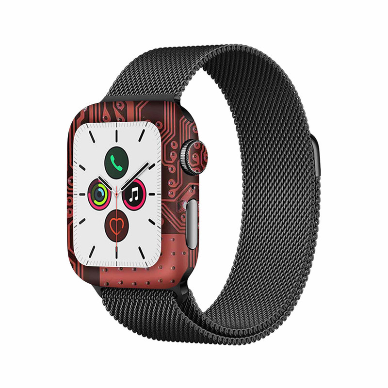 برچسب ماهوت طرح Red-Printed-Circuit-Board مناسب برای اپل واچ Watch 5 40mm
