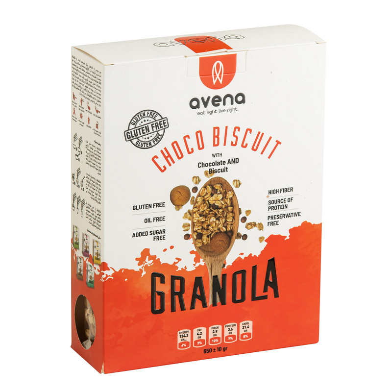 گرانولا جودوسر و عسل بیسکوییت و شکلات چیپسی بدون گلوتن اونا - 650 گرم