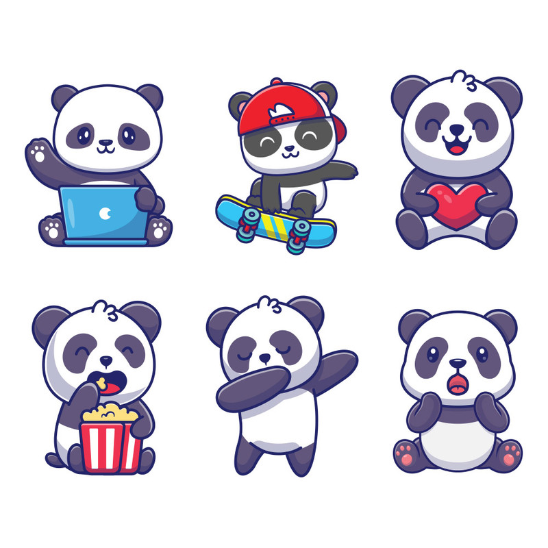 استیکر کلید و پریز مدل بچه پاندا های بازیگوش کد CP6 مجموعه 6 عددی