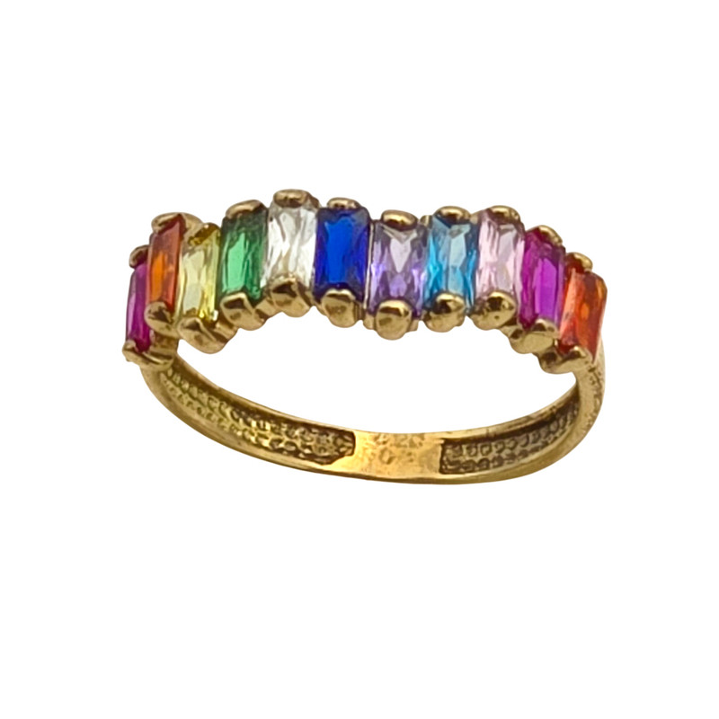 انگشتر طلا 18 عیار زنانه گالری رحمانی مدل رنگین کمان