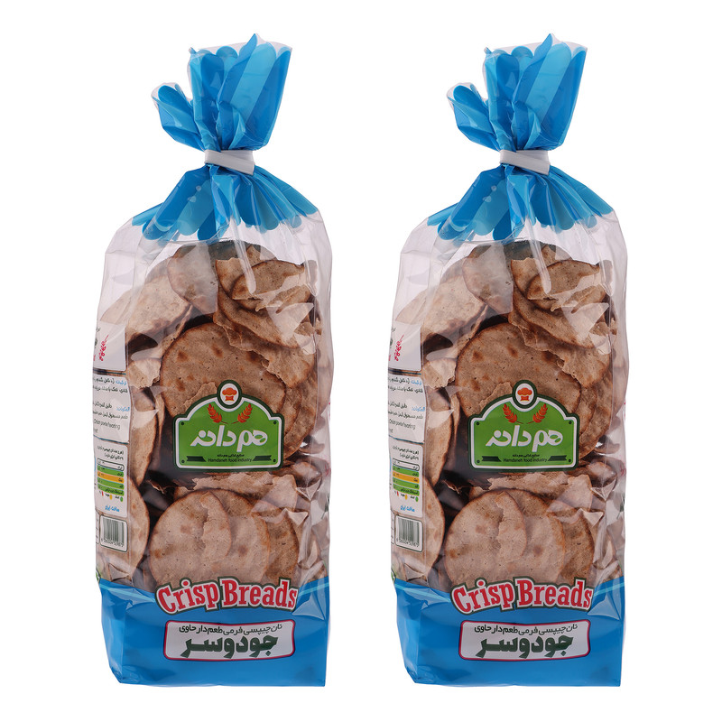 نان خشک چیپسی جو دوسر هم دانه - 230 گرم بسته 2 عددی