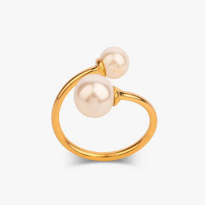 انگشتر طلا 18 عیار زنانه زر پایتخت مدل مروارید فری سایز