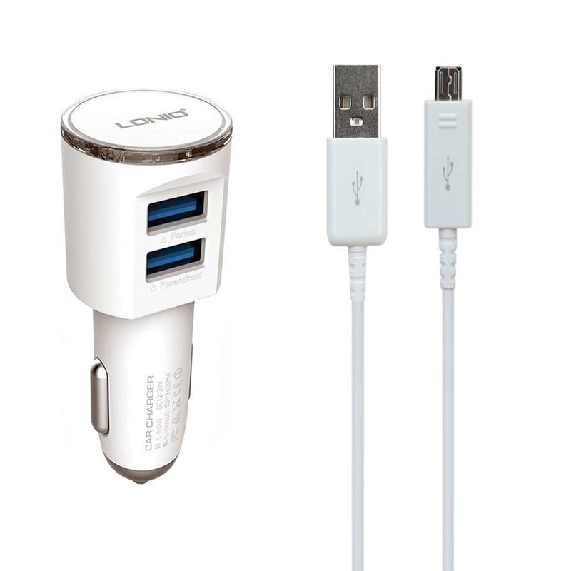 شارژر فندکی الدینیو مدل DL-C29 به همراه کابل تبدیل microUSB