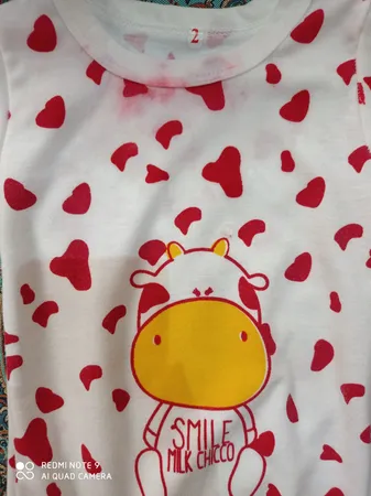 ست سرهمی و کلاه نوزادی دخترانه طرح گاو کد M268