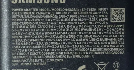 شارژر دیواری 65 وات سامسونگ مدل EP-T6530