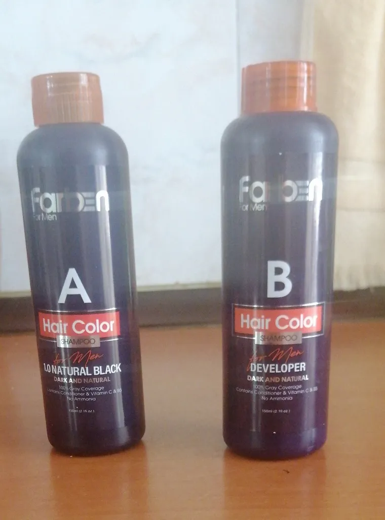 شامپو رنگ فاربین مدل 1.0 حجم 250 میلی لیتر رنگ مشکی به همراه شامپو تثبیت کننده رنگ مو فاربن مدل 01 حجم 250 میلی لیتر