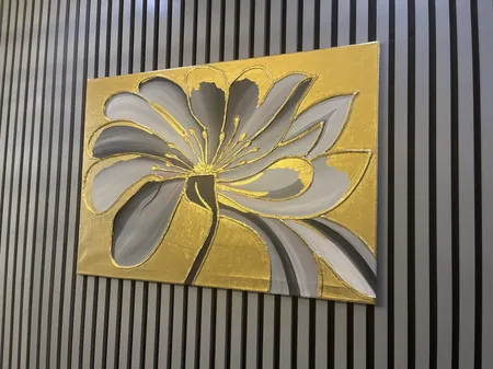 تابلو نقاشی ورق طلا طرح گل دکوراتیو کد 740