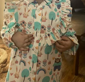 تجریه خرید شومیز آستین بلند دخترانه گنجشکک مدل پرنسسی کتان نخ خرگوش