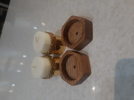 جاشمعی چوبی وودلندزون مدل شش ضلعی بسته 2 عددی