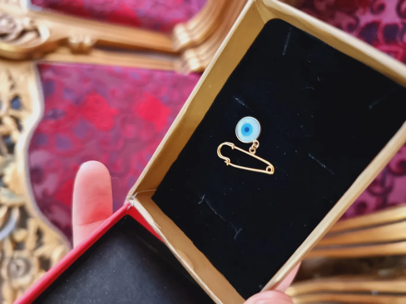 سنجاق سینه طلا 18 عیار دخترانه و پسرانه مایا ماهک مدل MP0034 طرح چشم نظر