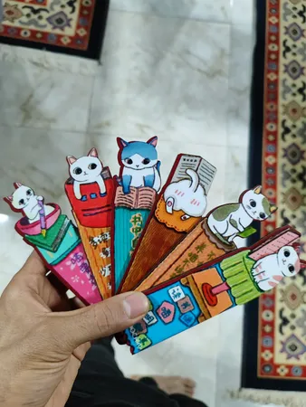 نشانگر کتاب باروچین مدل گربه های ژاپنی کد bk-21 بسته 6 عددی