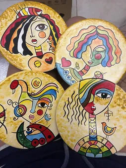 بشقاب دیوارکوب سفالی کد D43-A مجموعه 4 عددی