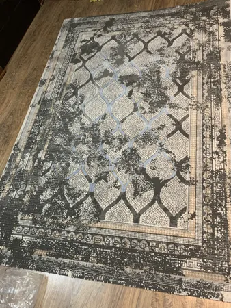 فرش ماشینی طرح colorful کد CO08 زمینه طوسی کرم