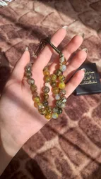 تسبیح نقره جات بافندگان مدل سنگ عقیق شجر خزه ای کد 20