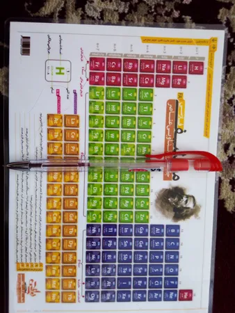 پوستر آموزشی نارنجی طرح جدول تناوبی مندلیف مدل D4 سایز A5