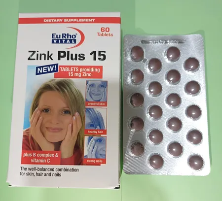 قرص زینک پلاس یوروویتال 15 میلی گرم بسته 60 عددی