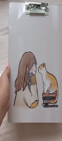 تخته شاسی طرح فانتزی دختر و گربه کد 2535019 سایز A4