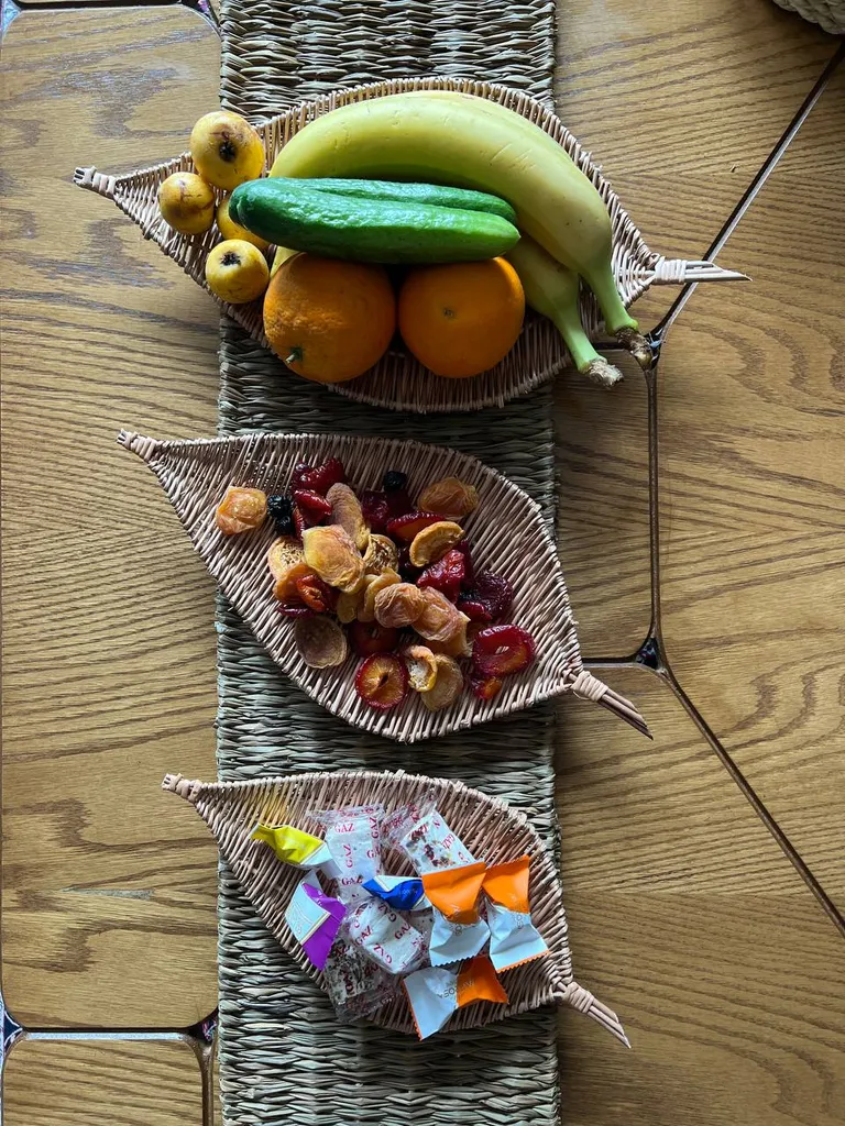 ظرف حصیری مدل مروار طرح برگ مجموعه 3 عددی