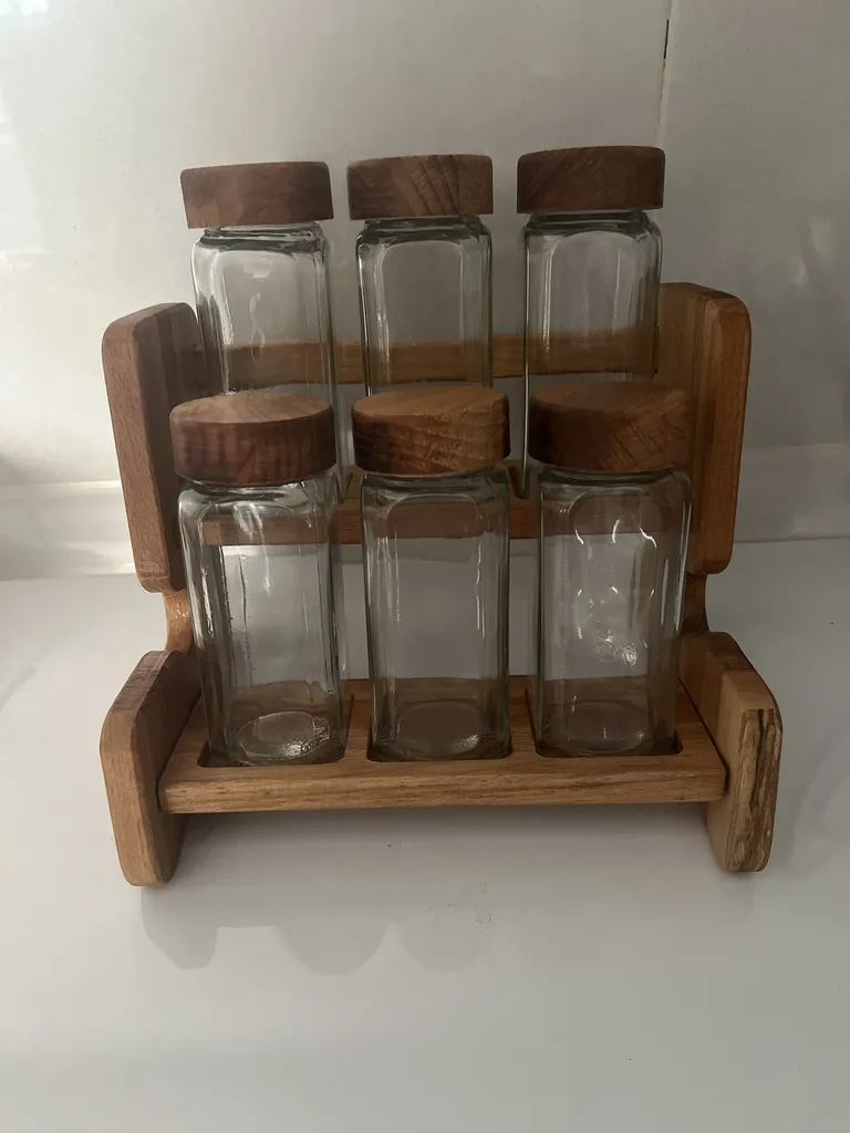 ست جا ادویه 6 پارچه ال وی طرح کلاسیک کد 6353460687 به همراه استند