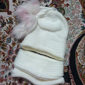 تجریه خرید ست کلاه و شال گردن بافتنی مدل سام داخل خز 420