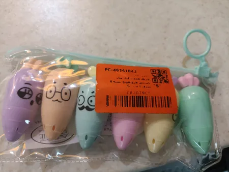 ماژیک علامت گذار مدل پاستلی طرح هویج بسته 6 عددی