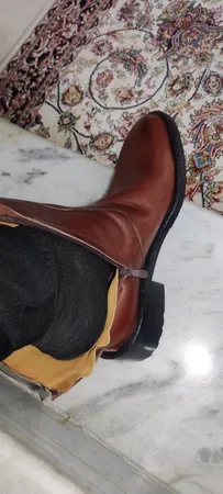 نیم بوت مردانه کرمانی مدل چرم دستدوز طبیعی کد 653 رنگ قهوه ای