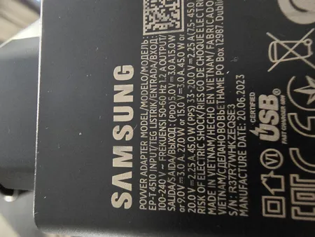 شارژر دیواری 45 وات سامسونگ مدل EP-T4510 به همراه کابل تبدیل USB-C