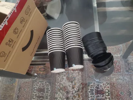 لیوان یکبار مصرف مدل دوجداره 120 سی سی درب دار 25 عددی