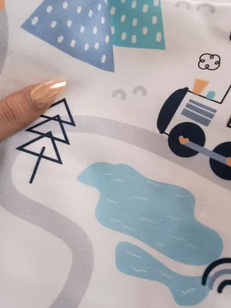 پارچه ملحفه پارچه باما مدل مخمل طرح نوزادی دنیای حیوانات کد 5011249