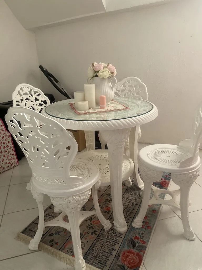 میز و صندلی ناهارخوری 4 نفره مدل گل نقش کد 102