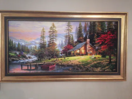 تابلو فرش ماشینی طرح دستبافت مدل کلبه جنگلی کد 8280