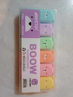 ماژیک علامت گذار مدل قاب دار طرح خرس کد 01  بسته 6 عددی