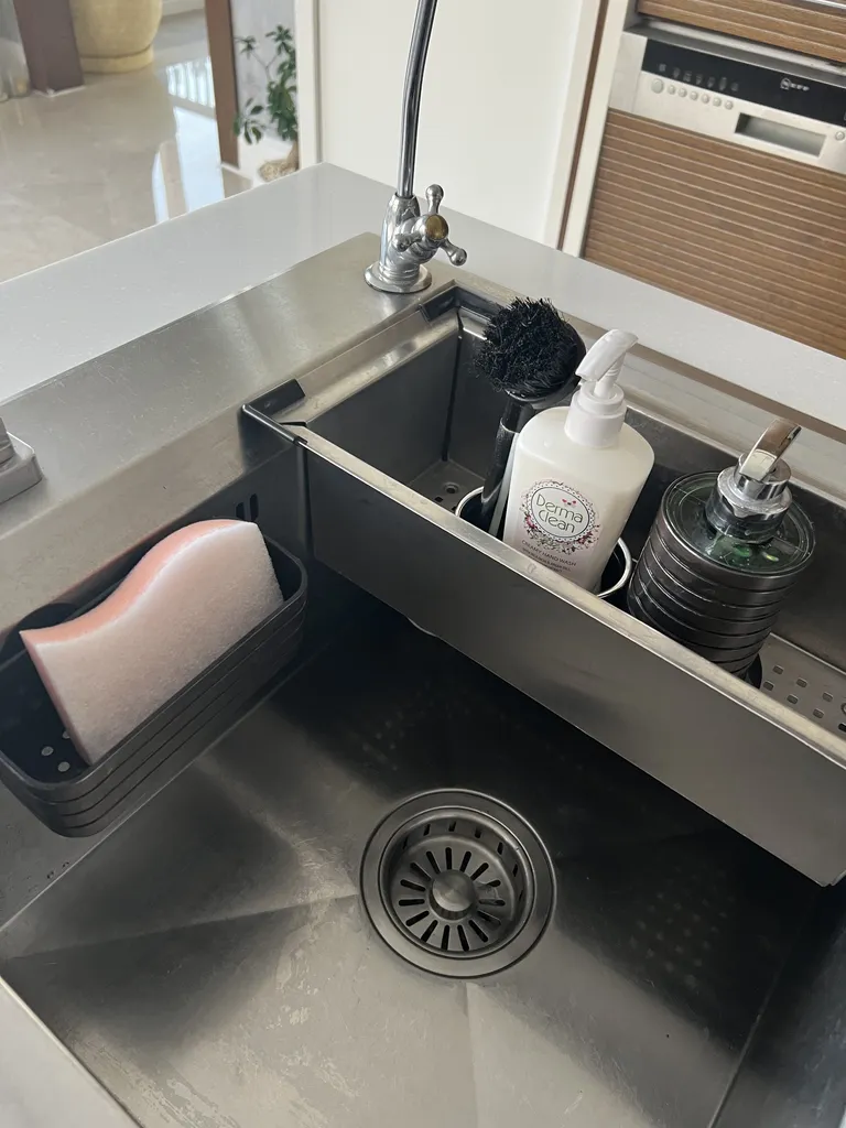 ست جا مایع کنار سینک کد 990010 به همراه اسکاچ و فرچه