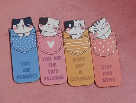 نشانگر کتاب باروچین مدل گربه های با مزه کد bk-12 بسته 4 عددی