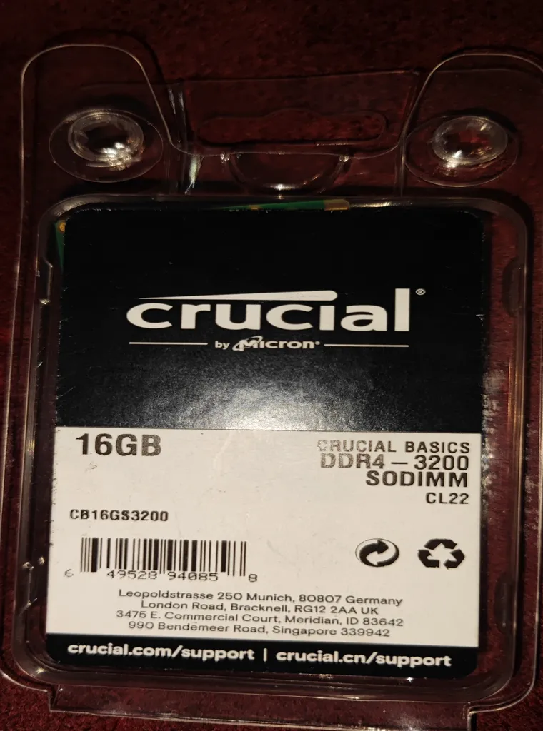 رم لپ تاپ DDR4 تک کاناله 3200 مگاهرتز CL22 کروشیال ظرفیت 16 گیگابایت