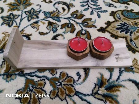 جاشمعی چوبی وودلندزون مدل شش ضلعی بسته 2 عددی