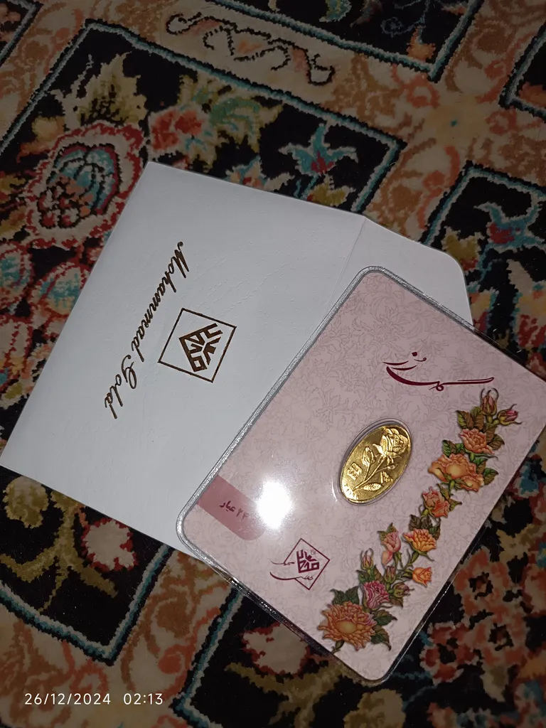 شمش طلا 24 عیار طلای محمد مدل گل رز SNF