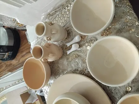 ست 12 تکه هفت سین سفالی خام مدل گرد کد H1003