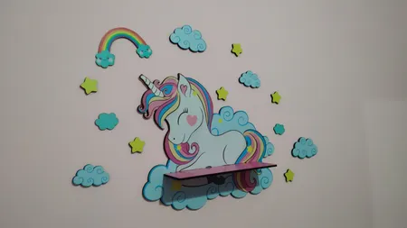 شلف دیواری اتاق کودک باروچین مدل تک شاخ کد 2