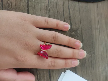 انگشتر زنانه مدل پروانه عاشق کریستالی کد 385