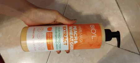 ماسک تقویت کننده مو بیول مدل Peach And Wheat مناسب برای موهای فر و خشک حجم 500 میلی لیتر